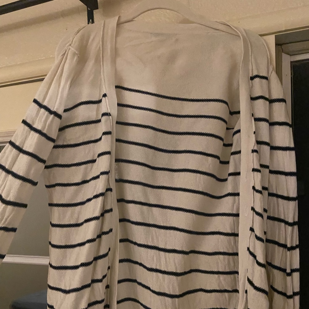 Madewell cream and navy striped cardigan